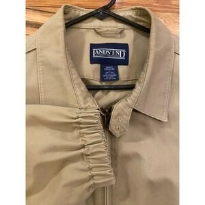 Lands' End Men's Tan Cotton Zip Up‎ Jacket Coat Regular Size L 42-44